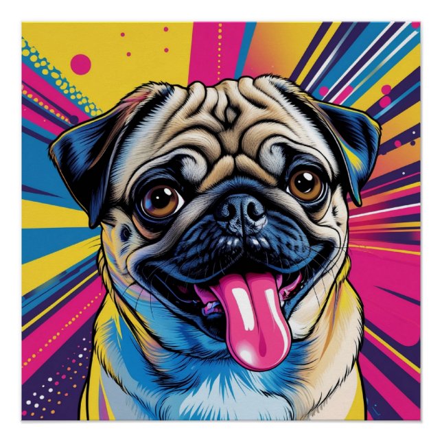 Poster Pug em Pop Art 01 (Devant)