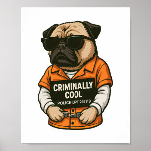 Poster Pug incroyablement cool – Création de chien à phot