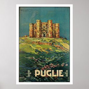 Poster Puglie, Pouilles, Vintage voyage de l'Italie