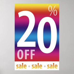 Poster Puissant panneau de 20 % DE RÉDUCTION SUR VENTE   