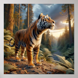 Poster Puissant tigre du Bengale dans la jungle sauvage