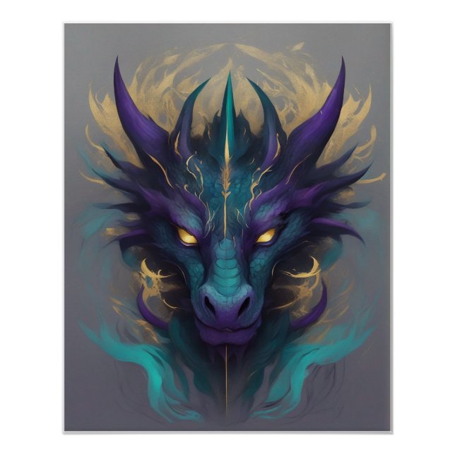 Poster Puissante tête de dragon mythique (Devant)