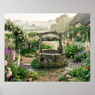 Poster Puits de jardin de cottage