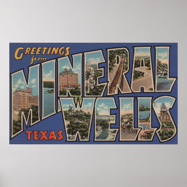 Poster Puits minéraux, Texas - Scènes de grandes lettres (Devant)