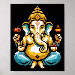 Poster Puja hindou Ganesha Dieu éléphant Inde Méditation