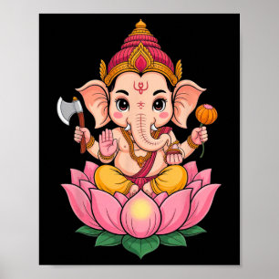 Poster Puja hindou Ganesha Dieu éléphant Inde Méditation