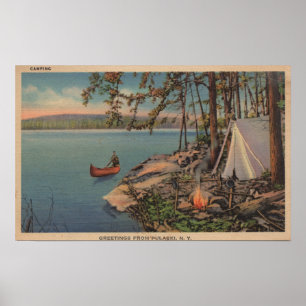 Poster Pulaski, NY Vue du canot, Camping, Tente, Lac