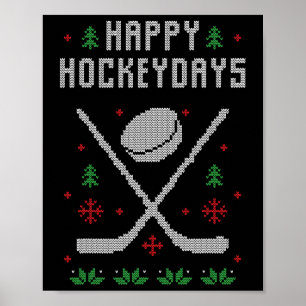 Poster Pull Ugly de Noël Pull Ugly Hockey sur glace