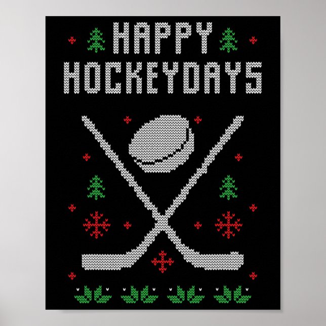 Poster Pull Ugly de Noël Pull Ugly Hockey sur glace  (Devant)