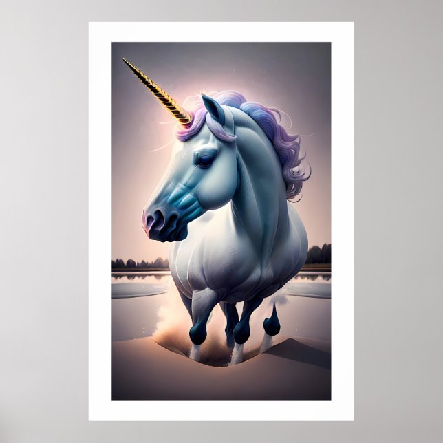 Poster Pulse d'illusion uniforme - Unicorne (Devant)