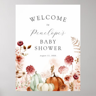 Poster Pumpkin et Bourgogne Baby Show Welcome Sign