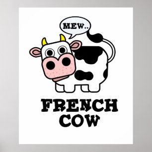 Poster Pun animal amusant de vache française