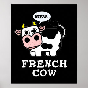 Poster Pun animal amusant de vache française