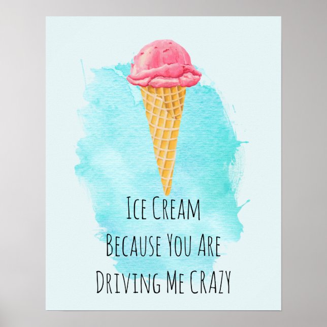 Poster Pun de crème glacée amusant Plaisanterie Humour (Devant)
