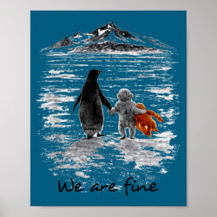 Poster Punch baby monkey rencontre le mème e pingouin nih