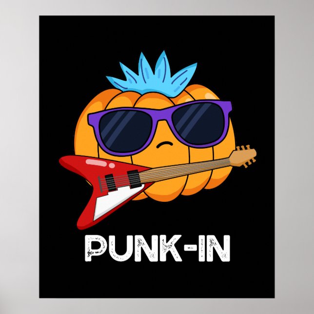 Poster PUnk-in Funny Punk Rock Citrouille Pun Dark BG (Devant)