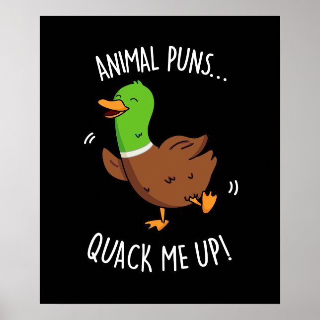Poster Puns Animaux Quack Me Up Funny Pun Canard Dark BG (Devant)