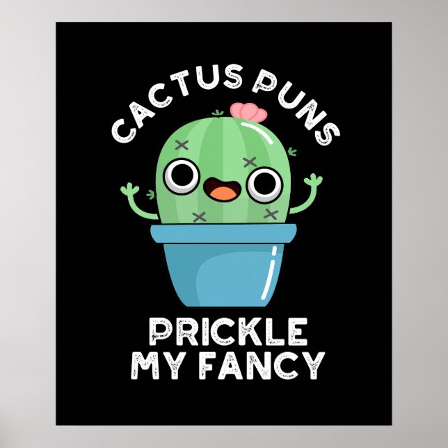 Poster Puns Cactus Pricket Mon Fancy Plante Pun Dark BG (Devant)
