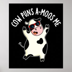 Poster Puns de vache Amoos Me Funky Animal Pun Dark BG
