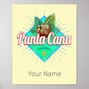 Poster Punta Cana Caraïbes République Dominicaine Retro