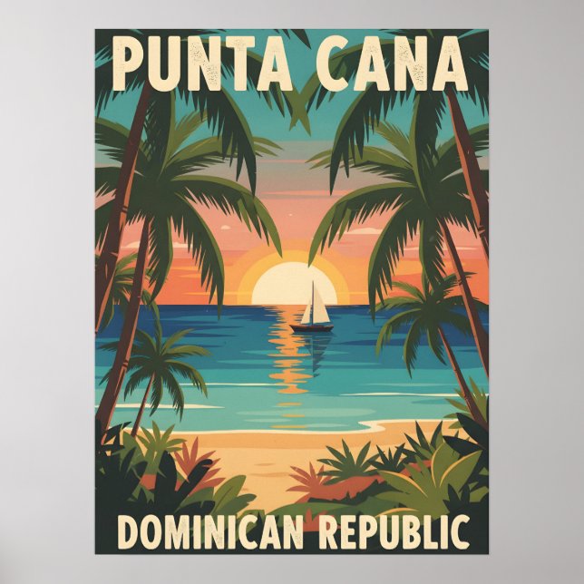 Poster Punta Cana Dominican Republic Tropical Sunset  (Devant)