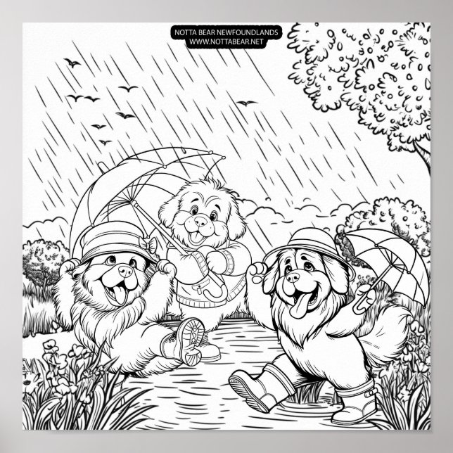 Poster Puppies Dancing in the Rain (Devant)