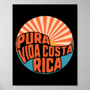 Poster Pura Vida Costa Rica Coucher de Soleil Surf Été