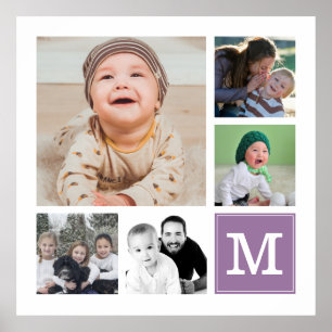 Poster Purple 5 Photo Collage Instagram Gallery Monogramm