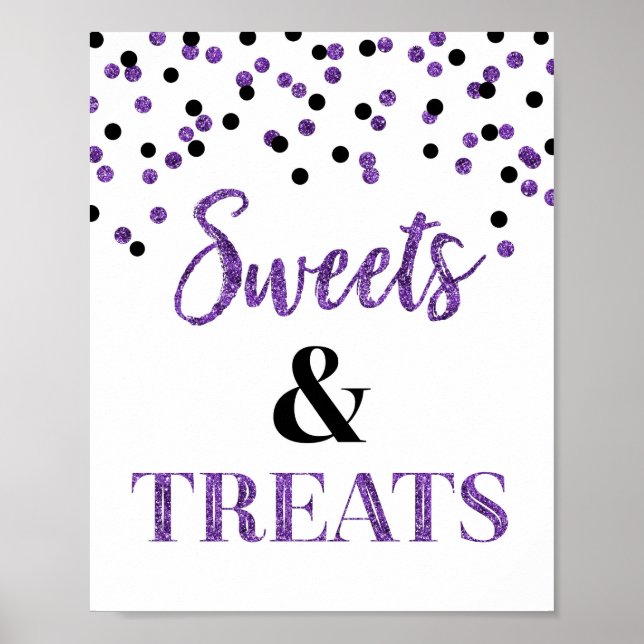 Poster Purple Black Sweets & Traitements Dessert Table (Devant)