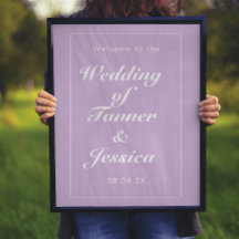Purple & Blanc doux Mariage moderne Bienvenue