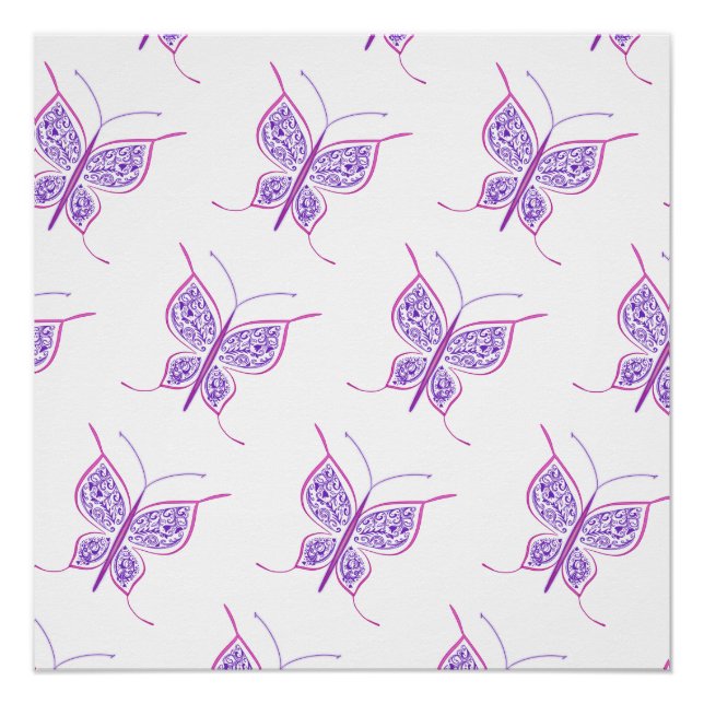 Poster Purple Butterfly Pattern (Devant)