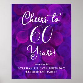 Poster Purple Cheers à 60 ans Anniversaire Retraite