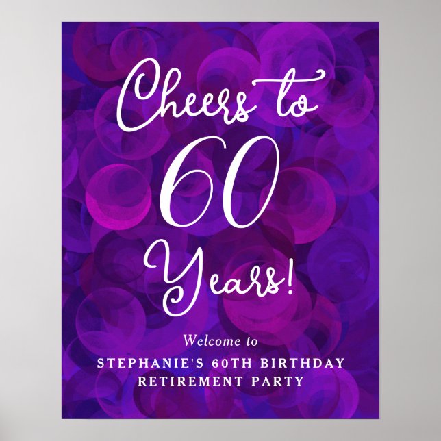 Poster Purple Cheers à 60 ans Anniversaire Retraite (Devant)