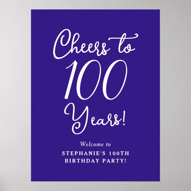 Poster Purple Cheers to 100 ans Anniversaire Bienvenue (Devant)