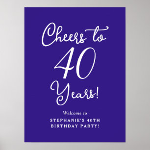 Poster Purple Cheers to 40 ans 40e anniversaire Bienvenue