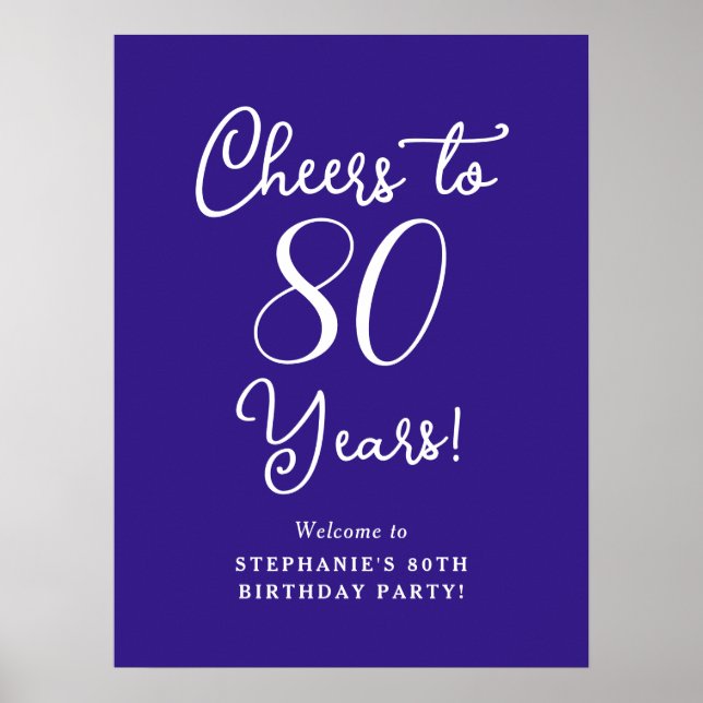 Poster Purple Cheers to 80 ans Anniversaire Bienvenue (Devant)