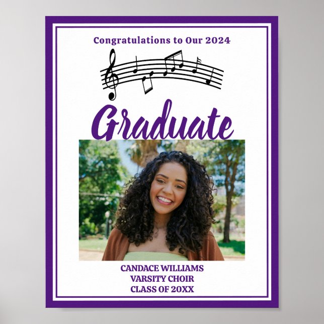 Poster Purple Choir Photo High School Graduation Party (Devant)