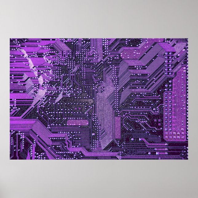 Poster Purple Cyber Circuit Board Tech Electronique (Devant)