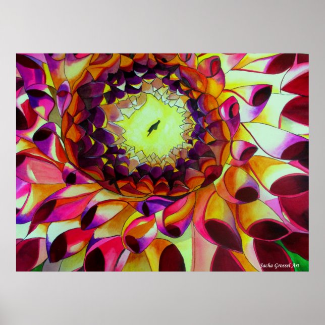 Poster Purple Dahlia peinture pop art originale (Devant)