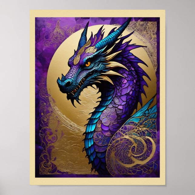 Poster Purple Dragon Ready To Frame Art Print (Devant)
