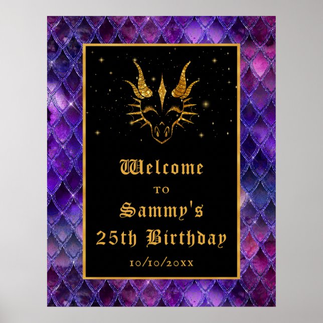 Poster Purple Dragon Scales Gold Anniversaire Bienvenue (Devant)