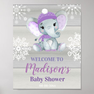 Poster Purple Elephant Welcome Sign, Girl Shower