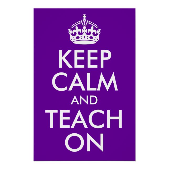 Poster Purple et blanc Gardez le calme et Enseigner (Devant)