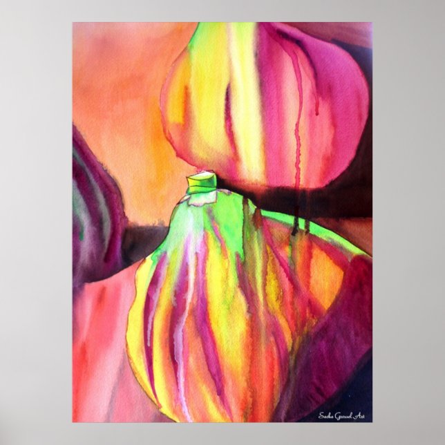 Poster Purple Figs aquarelle art original goutte peinture (Devant)