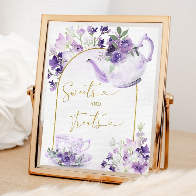 Poster Purple Floral Fête des mariées Thé sucré et friand (Créateur téléchargé)