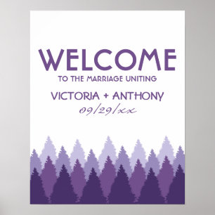 Poster Purple Forest Range Mariage de bois Bienvenue