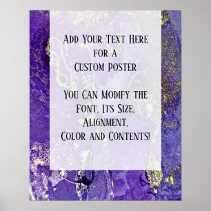 Poster Purple & Gold Abstrait alcool encre Fluid Art do-i