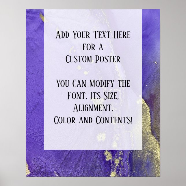 Poster Purple & Gold Abstrait alcool encre Fluid Art do-i (Devant)