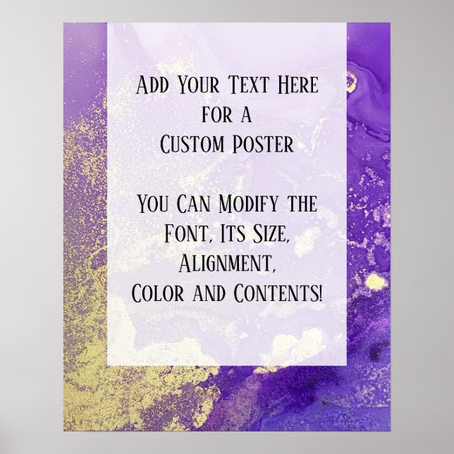 Poster Purple & Gold Abstrait alcool encre Fluid Art do-i (Devant)