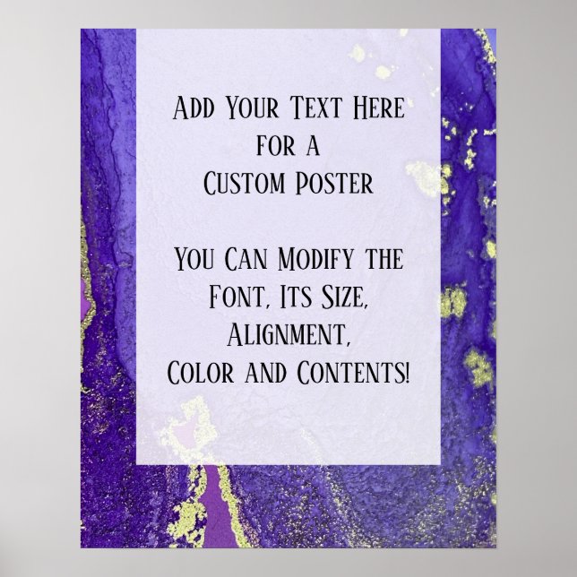 Poster Purple & Gold Abstrait alcool encre Fluid Art do-i (Devant)